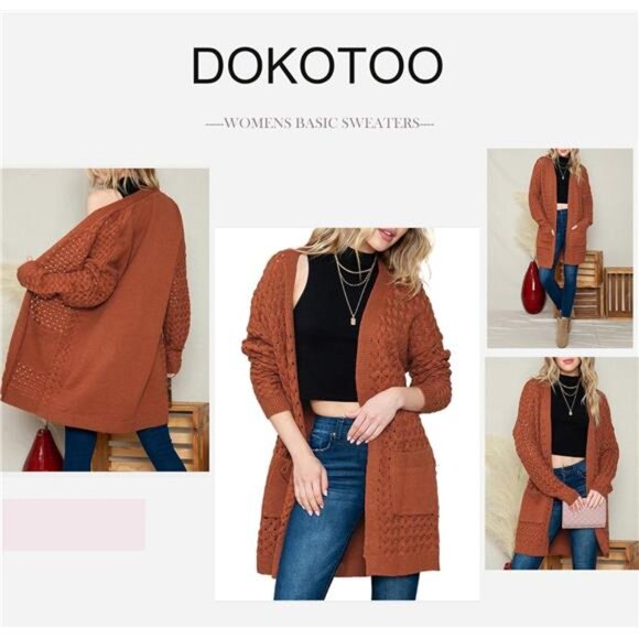 Women's 2024 Fashion Casual Open Front Long Sleeve Chunky Cable Knit Cardigans - Picture 5 of 7